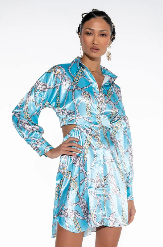 ADDICTED TO YOU FIT AND FLARE BUTTON UP MINI DRESS Chic Pleated Mini Dress
