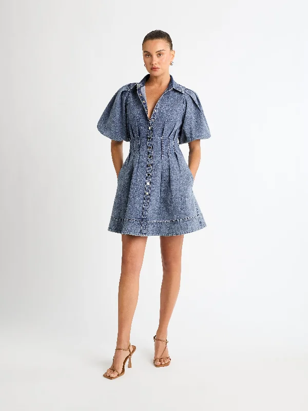BLAIRE MINI DRESS Fashionable Denim Mini Dress