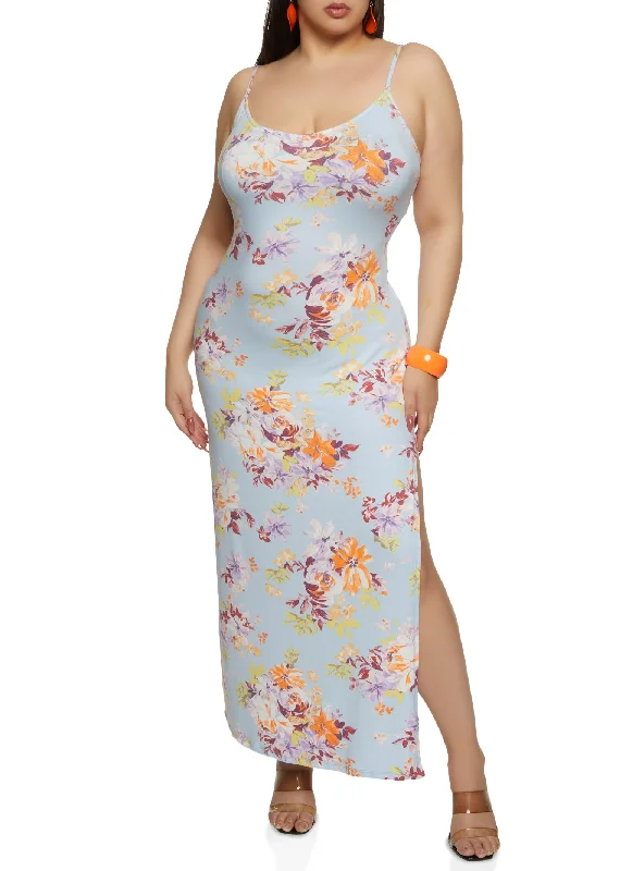 Plus Size Haute Monde Floral Cami Maxi Dress Comfortable Fit-and-Flare Maxi Dress