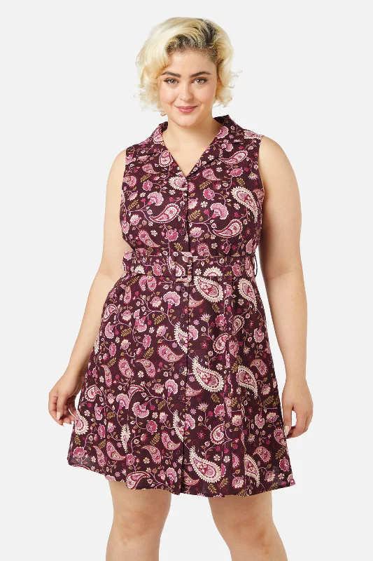 Boho Paisley Mini Dress Comfortable One-Shoulder Mini Dress