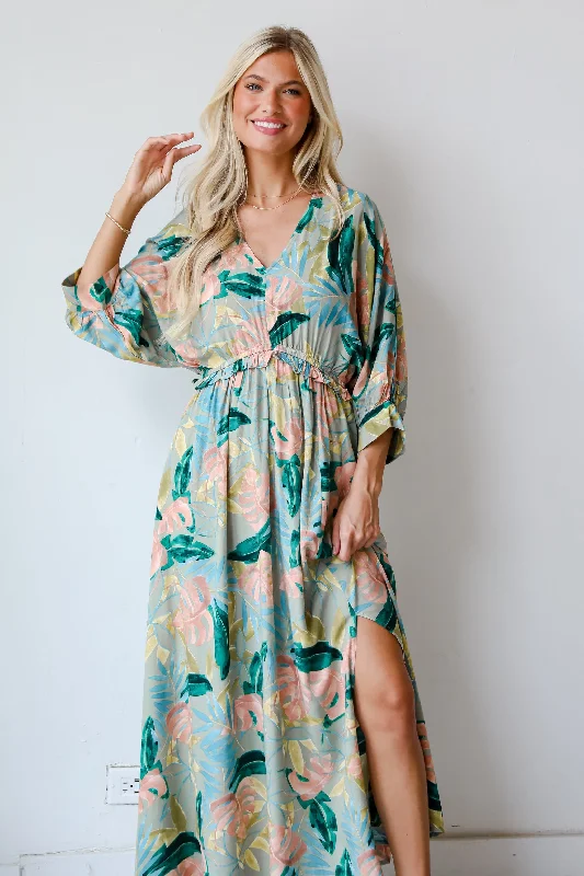 FINAL SALE - Bound For Paradise Sage Maxi Dress Fashionable Layered Maxi Dress
