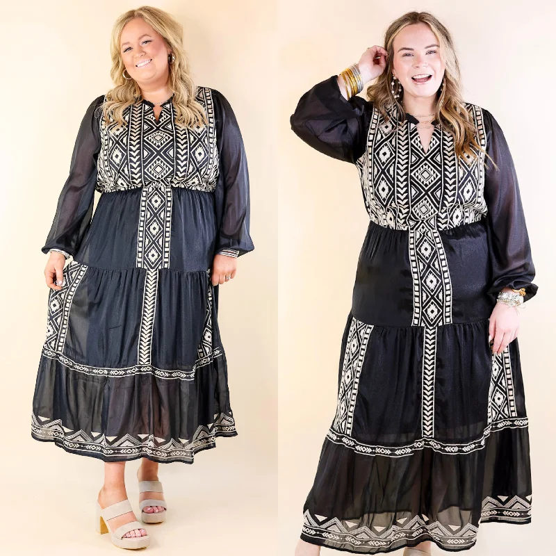 Bring The Drama Ivory Embroidered Maxi Dress with Long Sleeves in Black Fashionable Sheer Maxi Dress Bring The Drama Ivory Embroidered Maxi Dress with Long Sleeves in Black Fashionable Sheer Maxi Dress
