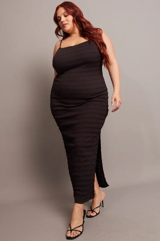 Brown Textured Maxi Dress Comfortable T-Shirt Maxi Dress