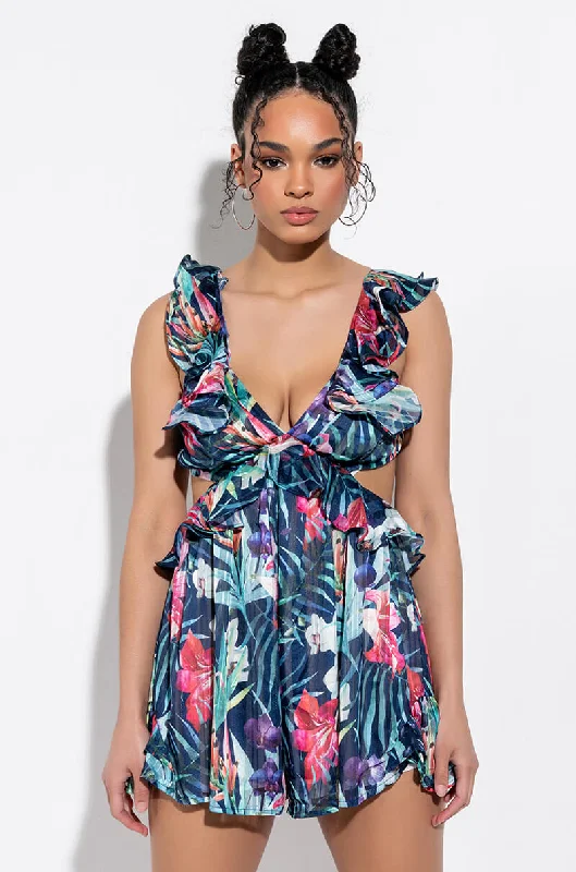BRUNCH ALERT RUFFLE MINI DRESS Stylish Ribbed Mini Dress