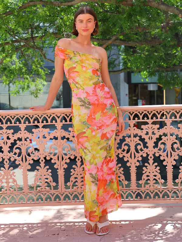 By Nicola Paloma Sleeveless Mesh Maxi Dress in Floral Confetti Stylish Boho Maxi Dress