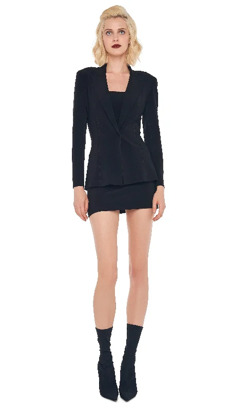 STRAPLESS PICKLEBALL MINI DRESS with SINGLE BREASTED BOY FIT JACKET Comfortable Off-Shoulder Mini Dress
