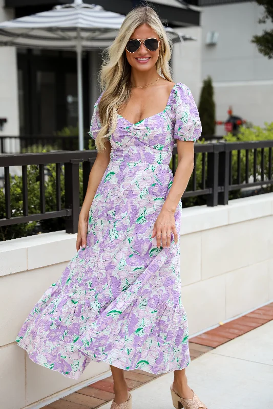 Cutest Sight Lilac Floral Maxi Dress Classic A-Line Maxi Dress