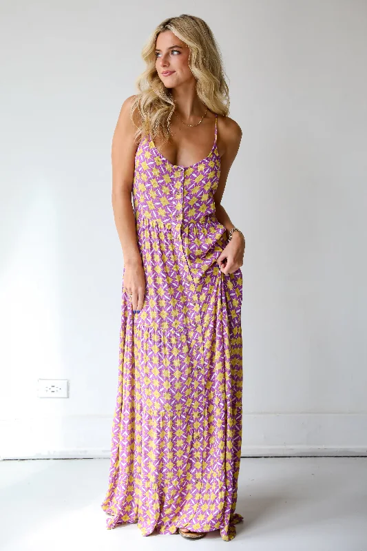 FINAL SALE - Easily Radiant Purple Tiered Maxi Dress Fashionable Halter Neck Maxi Dress