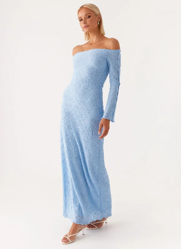 Elouera Maxi Dress - Baby Blue Stylish Maxi Dress with Pleats
