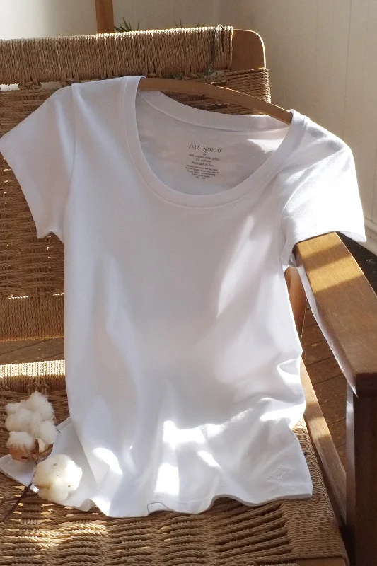 Women's Organic Scoop Neck Tee Faux Fur Fabric Real Fur Fabric Shearling Fabric