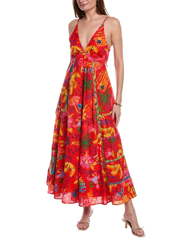 FARM Rio Good Vibes Tie Back Maxi Dress