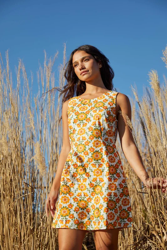Folk Floral Mini Dress Trendy Mini Dress with Belt