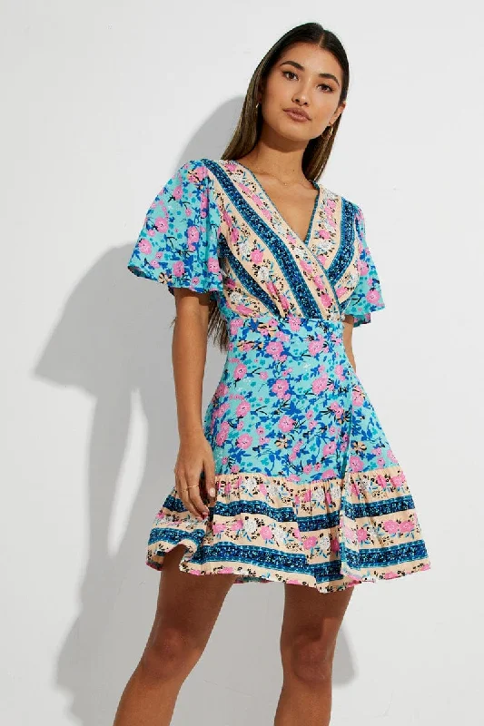 Green Boho Boho Wrap Mini Dress Elegant Tulle Mini Dress