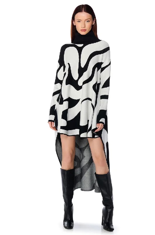 GROOVY BABY SWEATER HIGH LOW MINI DRESS Trendy Button-Detail Mini Dress