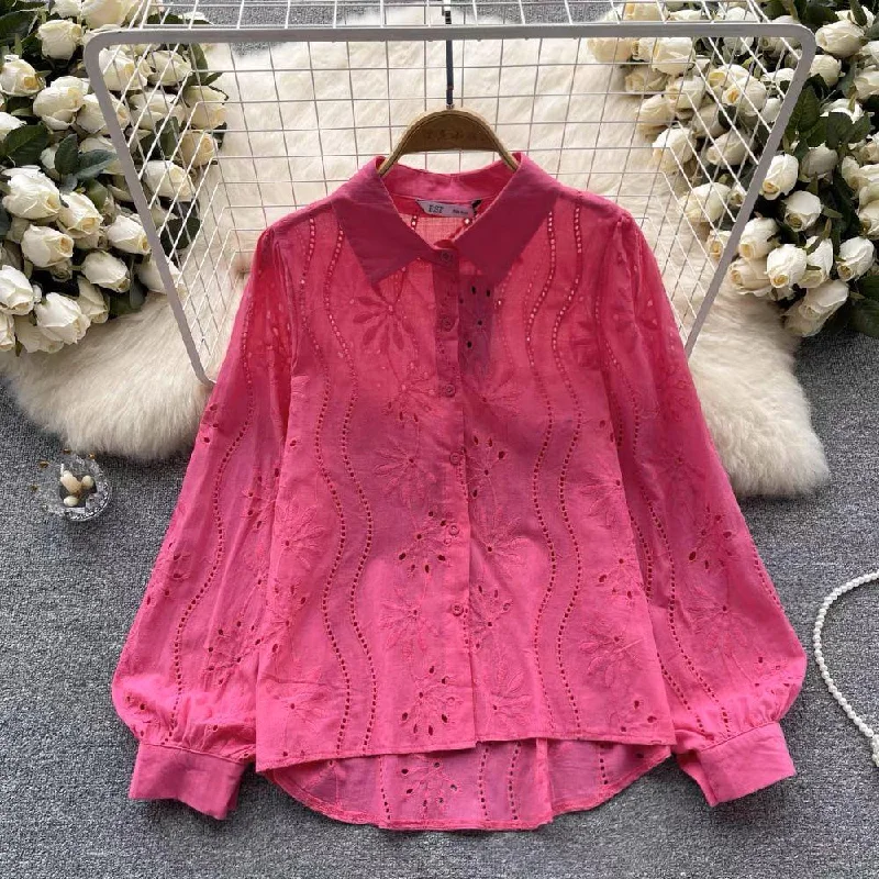 Hebby Cotton Eyelet Shirt  Classic Cropped Short Sleeve