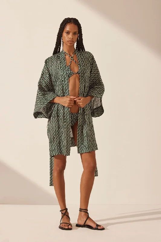 IDA LINEN ROBE MINI DRESS