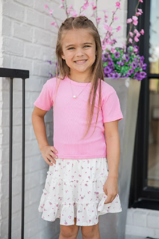 Kid's Everyday Essential Pink Ribbed Crew Neck Tee FINAL SALE Houndstooth Herringbone Solid Kid's Everyday Essential Pink Ribbed Crew Neck Tee FINAL SALE Houndstooth Herringbone Solid