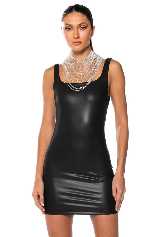 KILL OF THE NIGHT SQUARE NECK MINI DRESS IN BLACK Comfortable Casual Mini Dress