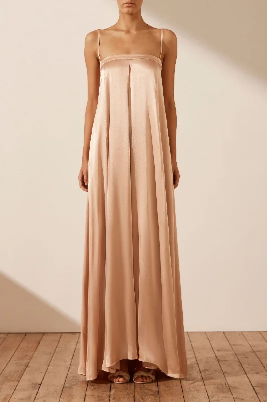 LA LUNE COLUMN MAXI DRESS - DESERT ROSE Stylish Empire Waist Maxi Dress