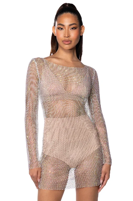LABRYNTH EMBELLISHED MINI DRESS IN WHITE Elegant Mini Dress with Pleats