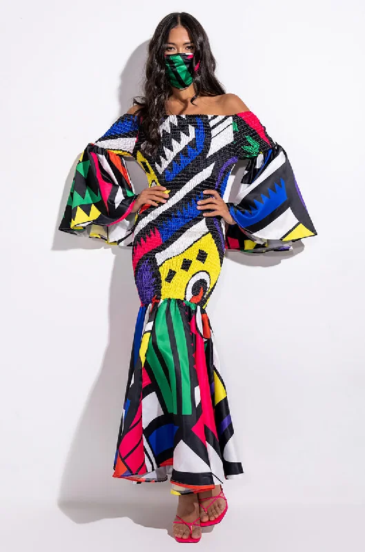 LIVIN FOR TODAY OFF THE SHOULDER MAXI DRESS Trendy Floral Print Maxi Dress