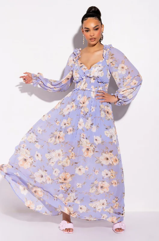 LOOKS CAN FOOL YOU FLORAL MAXI DRESS Fashionable Maxi Dress with Fringe