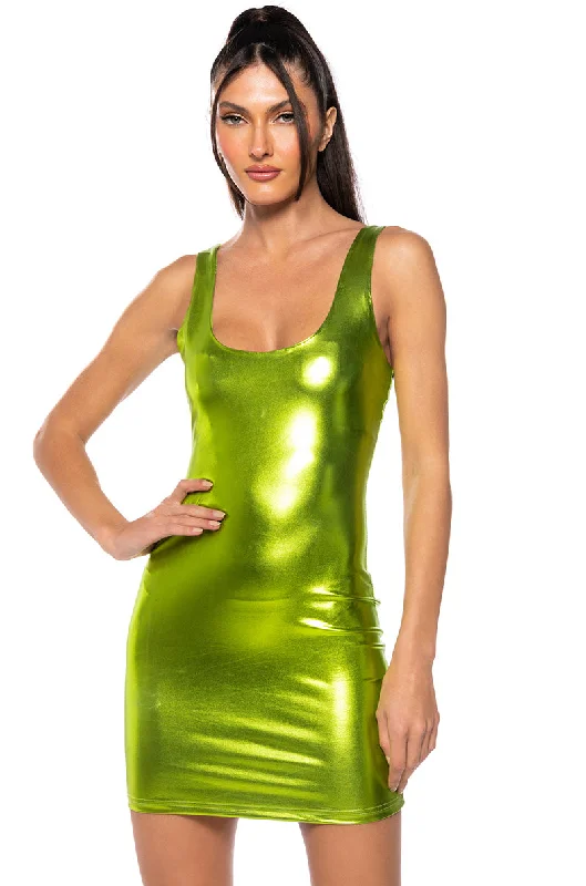 LUNA METALLIC MINI DRESS Cozy T-Shirt Mini Dress