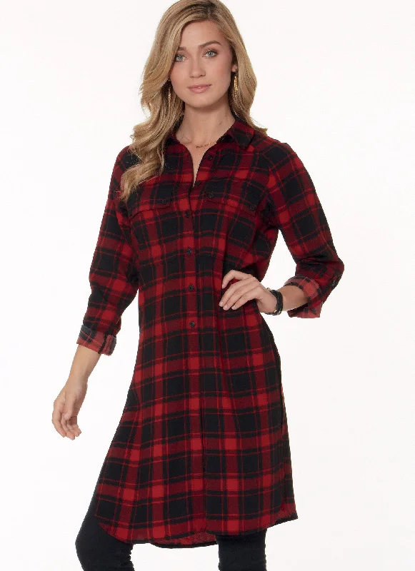 M7472 Misses' Raglan Sleeve, Button-Down Shirts and Tunics Cozy Summer Short Shirt
