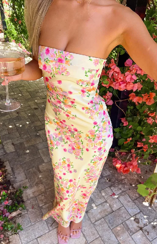 Maiah Yellow Bloom Maxi Dress Classic Strapless Maxi Dress