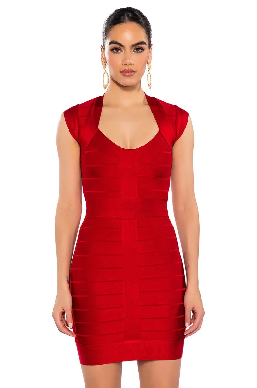 MILA CAP SLEEVE SOFT BANDAGE MINI DRESS Casual Mini Dress with Pockets