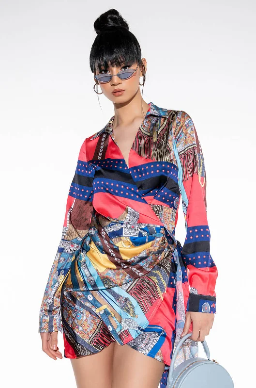 PLAY IT RIGHT WRAP MINI DRESS Comfortable Wrap Mini Dress