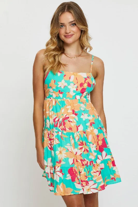 Print Mini Dress Sleeveless Classic Shift Mini Dress
