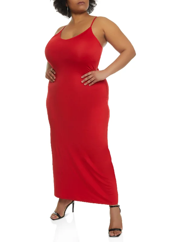 Plus Size Scoop Neck Bodycon Maxi Dress Stylish Boho Chic Maxi Dress