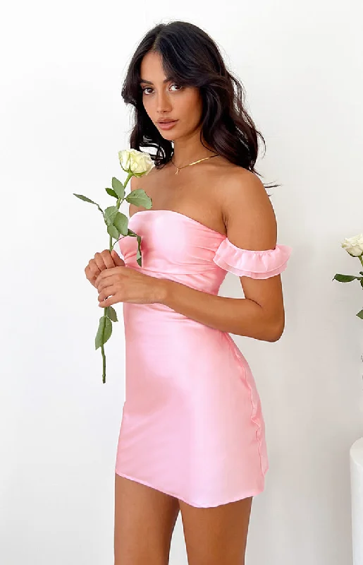 Silvia Pink Satin Mini Dress