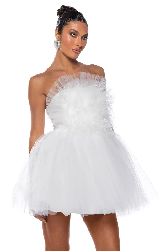 SOMETHING SLIGHT TULLE MINI DRESS Classic White Mini Dress