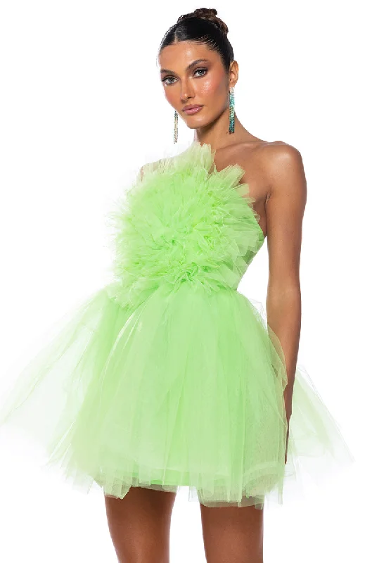 SOMETHING LIGHT TULLE MINI DRESS Cozy Cowl Neck Mini Dress