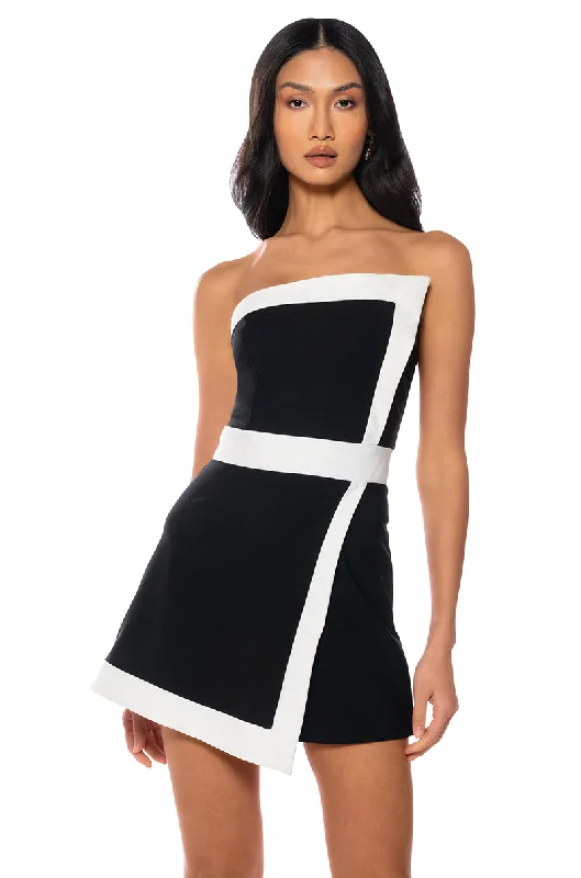 SWEET N SIMPLE STRAPLESS CONTRAST MINI DRESS Fashionable Summer Mini Dress