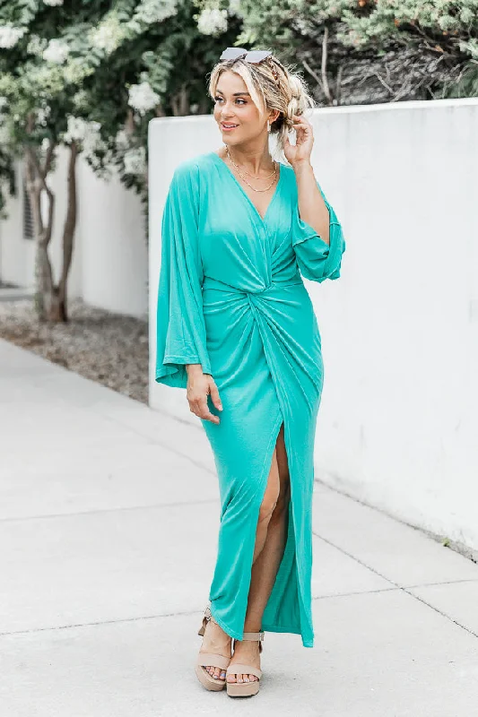 Joyful Feeling Teal Long Sleeve Twist Front Maxi Dress FINAL SALE Fashionable Layered Maxi Dress Joyful Feeling Teal Long Sleeve Twist Front Maxi Dress FINAL SALE Fashionable Layered Maxi Dress