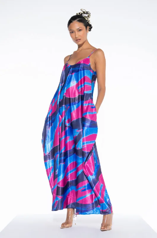 TROPICS READY SATIN MAXI DRESS Comfortable Satin Maxi Dress