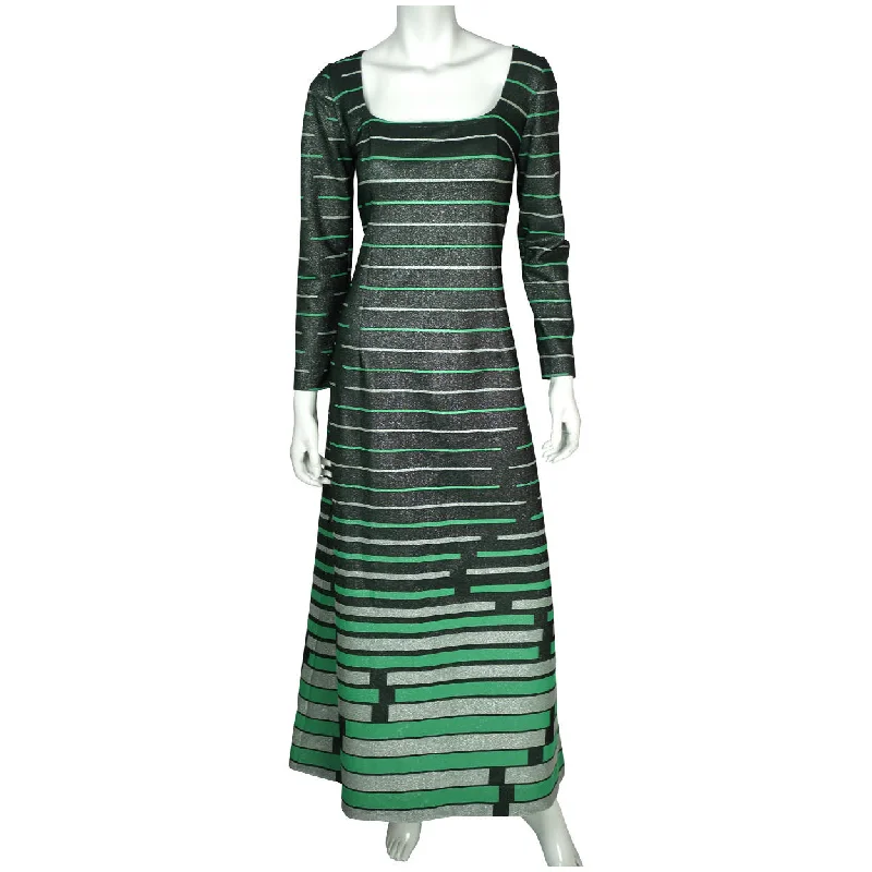 Vintage 70s Long Sleeve Maxi Dress Lerose Great Britain Sz L Chic Summer Floral Maxi Dress