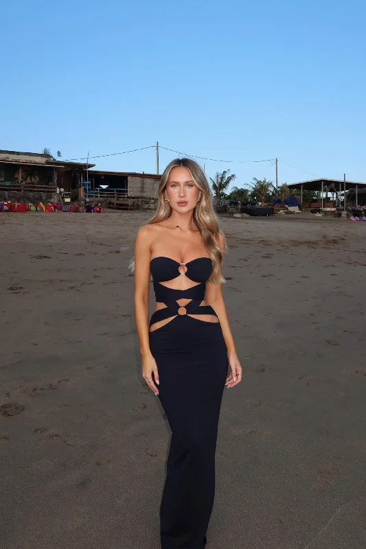 VIORA MAXI DRESS BLACK Classic Black Maxi Dress