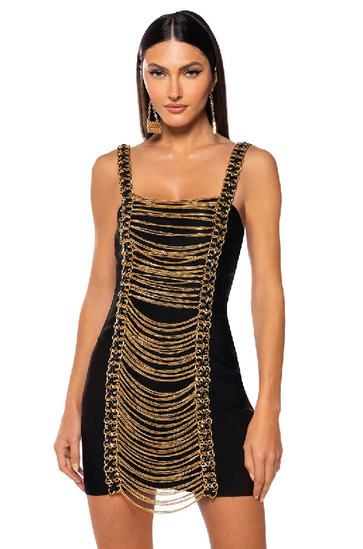 SHILOH RHINESTONE CHAIN SLEEVELESS MINI DRESS Stylish Summer Mini Dress