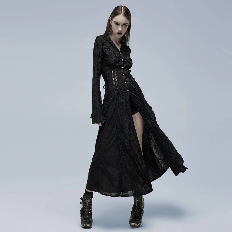 Women's Gothic Slim Fitted Cutout Maxi Dress with Hood Stylish A-Line Maxi Dress