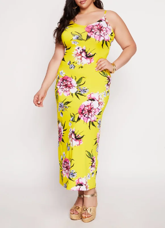 Plus Size Floral Sleeveless Maxi Dress Cozy Wrap Maxi Dress