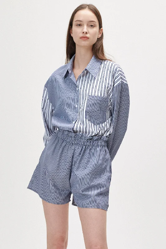 Alex Striped Shirt and Short Set Trendy Summer Short Sleeve