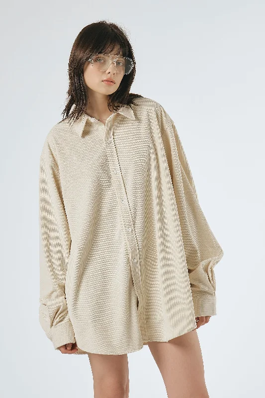 Linda Oversized Corduroy Shirt Stylish Crew Neck Shirt