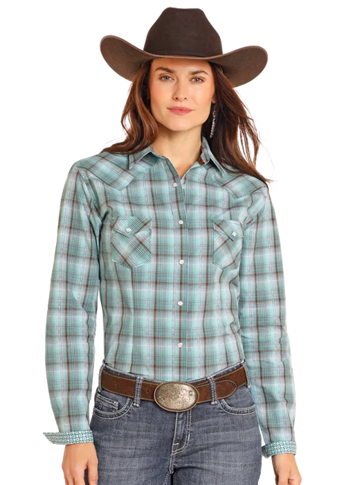 Panhandle Ladies Snap Shirt Casual Loose Short Sleeve