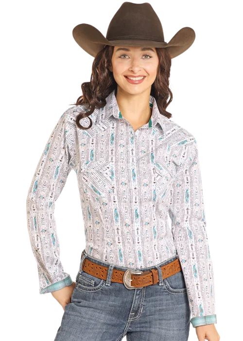 Panhandle Ladies Snap Shirt Chic Button-Up Short Shirt