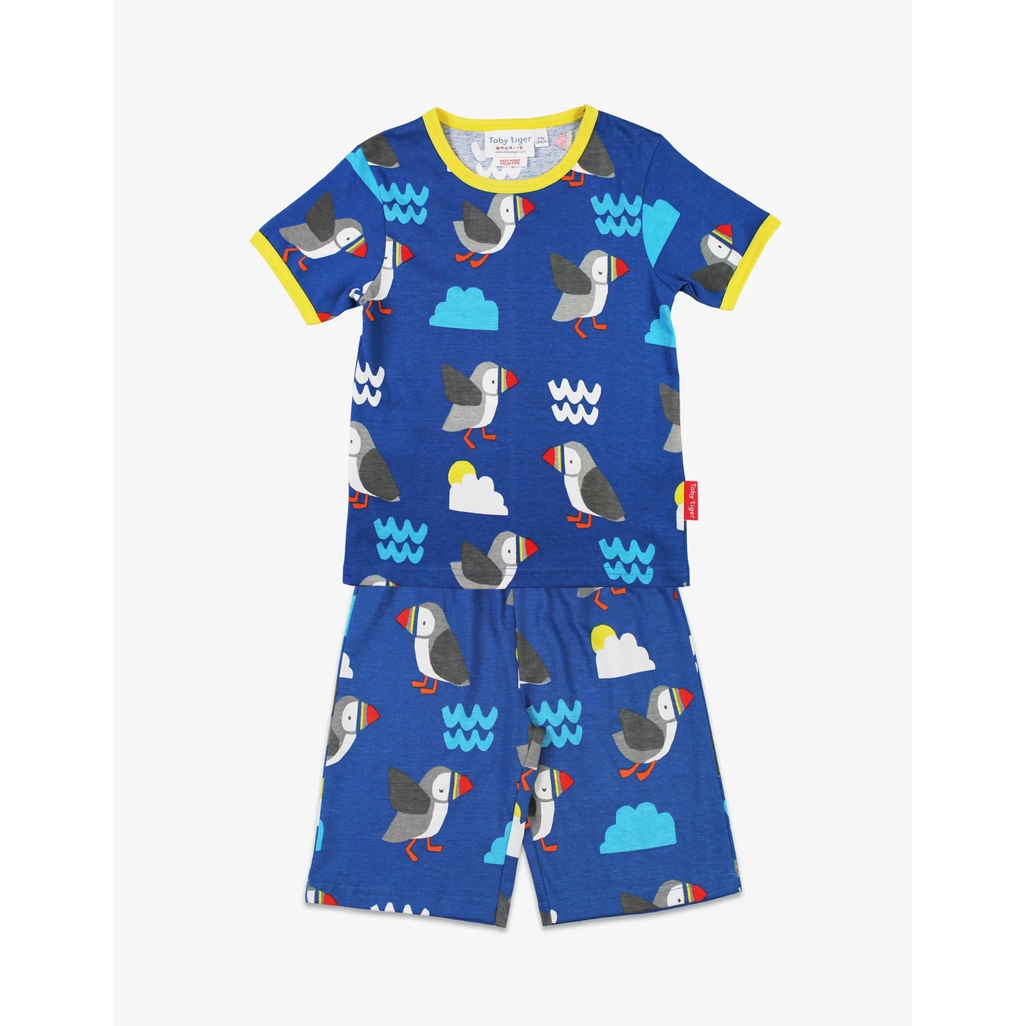 Puffin Short Sleeve Shirt and Shorts / PJ Set Fashionable Pleated Short Shirt