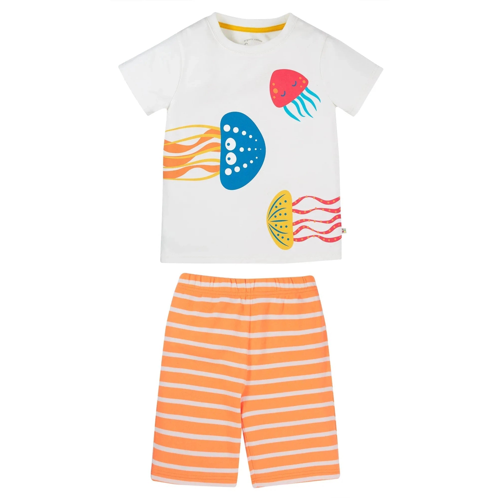 Soft White / Jellyfish Porthleven 2-Piece Shorts and Shirt Set - 1 Left Size 2-3 years Chic V-Neck Short Blouse